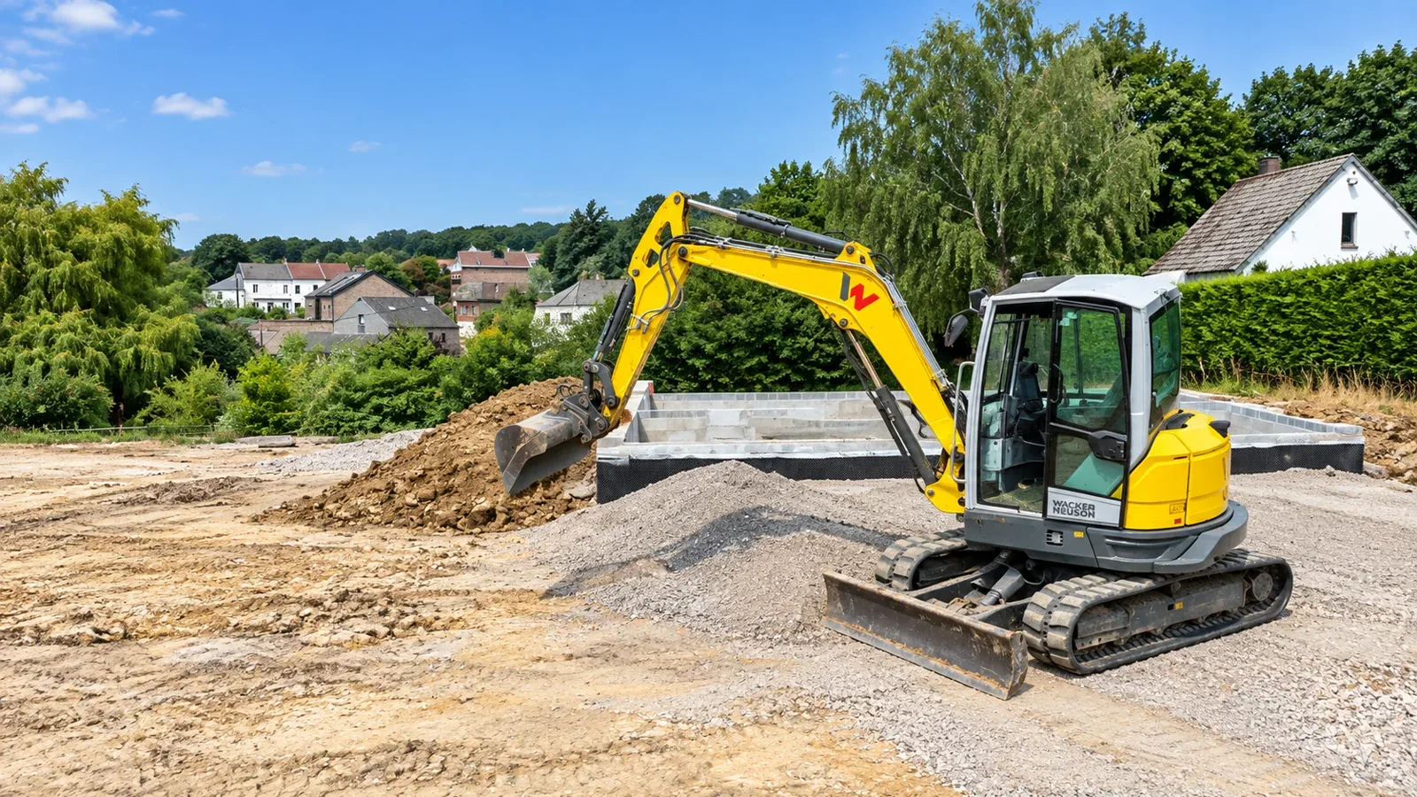 Mini-pelle Henrion Quentin sur un chantier de terrassement